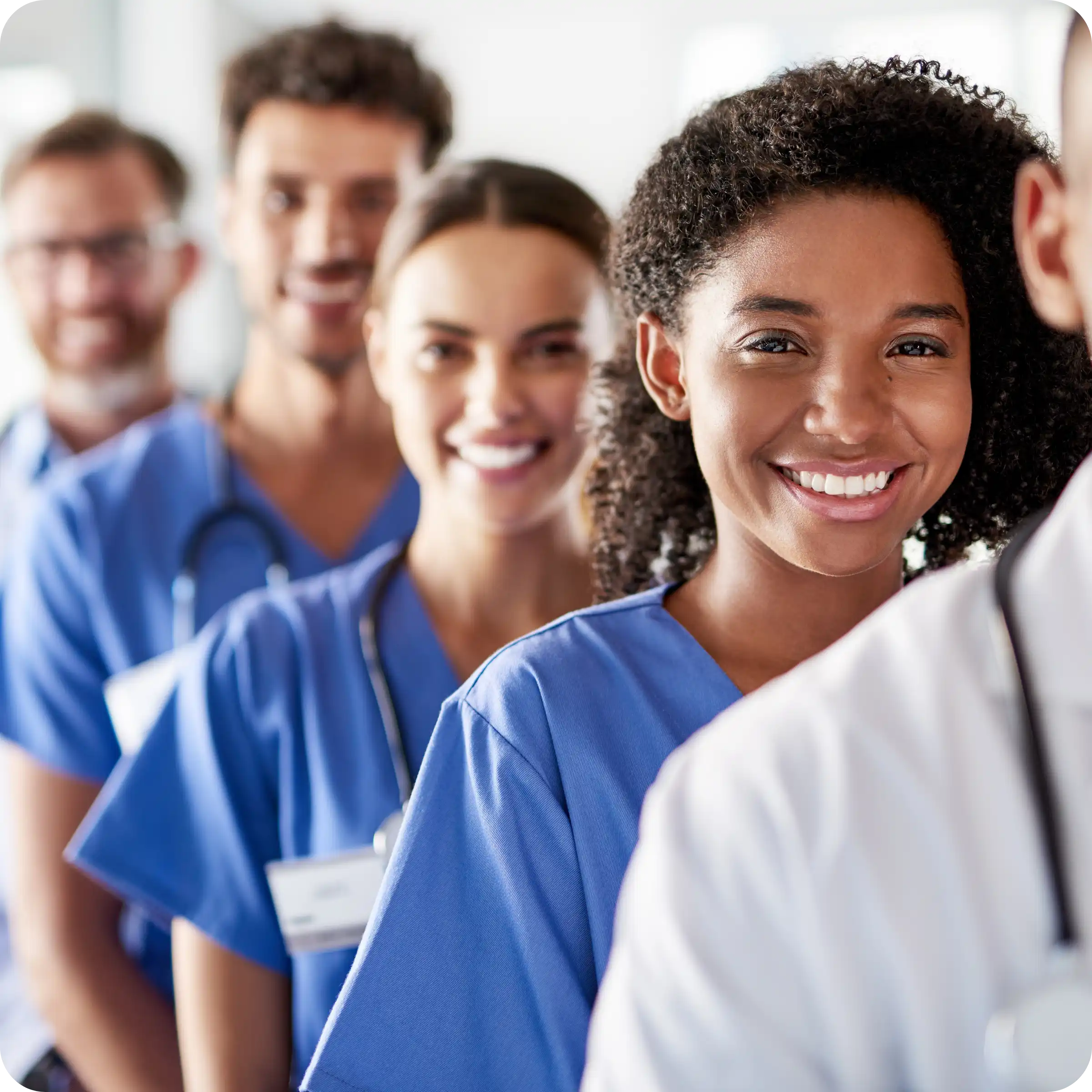 Healthcare professionals collaborating in a hospital setting